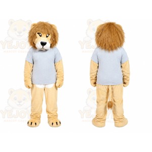 Tan Lion Overalls Mascot Costume