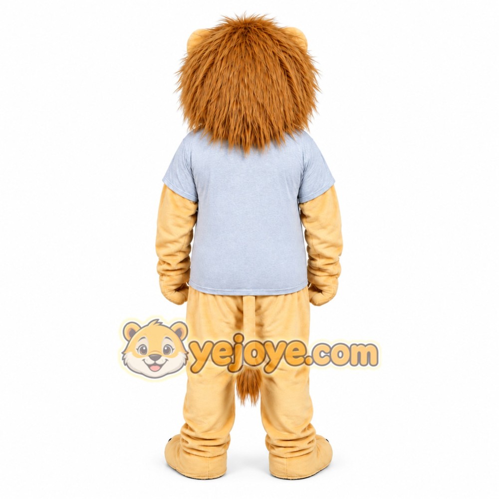 Tan Lion Overalls Mascot Costume