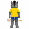 Gray Pig Yellow Shirt Mascot Costume Gray Pig Yellow Shirt Mascot Costume