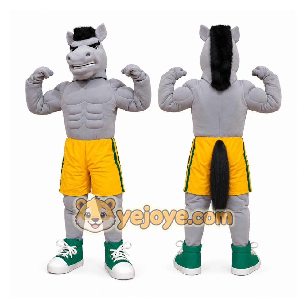 Gray Boxer Horse Mascot Costume
