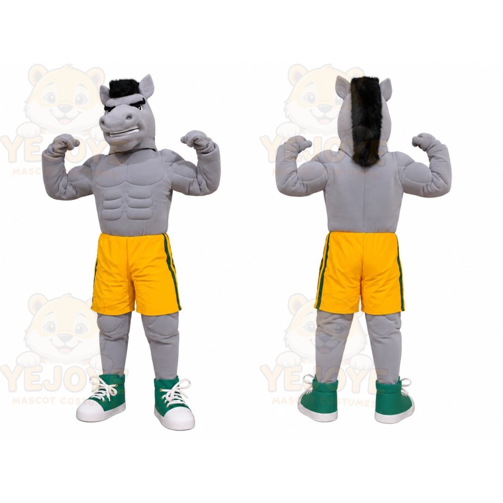 Gray Boxer Horse Mascot Costume