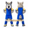 Gray Husky Blue Suit Mascot Costume Gray Husky Blue Suit Mascot Costume