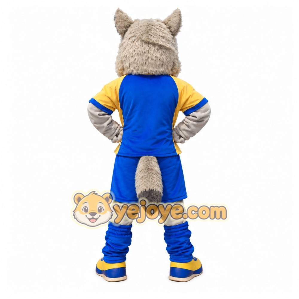 Gray Husky Blue Suit Mascot Costume Gray Husky Blue Suit Mascot Costume