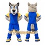 Gray Husky Blue Suit Mascot Costume