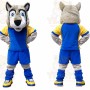 Gray Husky Blue Suit Mascot Costume
