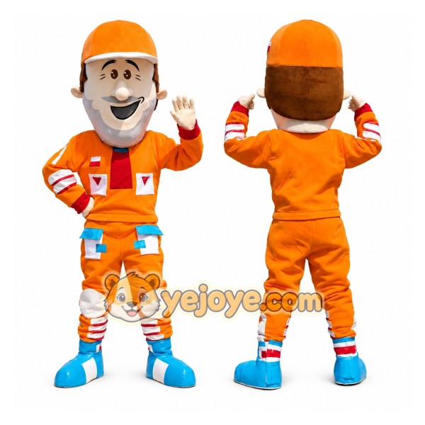 Orange Sports Driver Mascot Costume