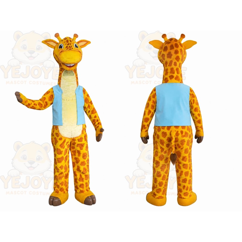 Giraffe Blue Shirt Mascot Costume