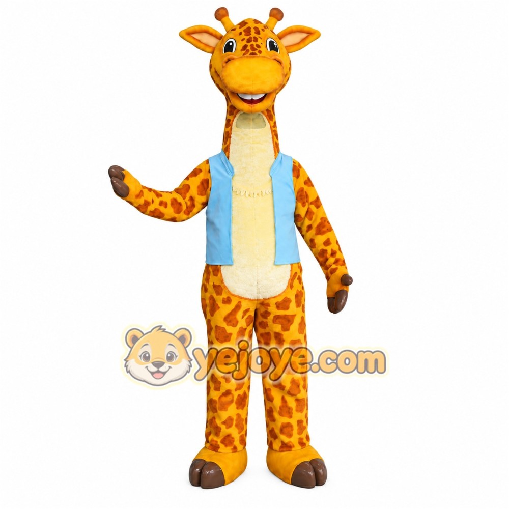 Giraffe Blue Shirt Mascot Costume Giraffe Blue Shirt Mascot Costume