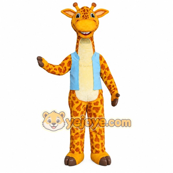 Giraffe Blue Shirt Mascot Costume Giraffe Blue Shirt Mascot Costume