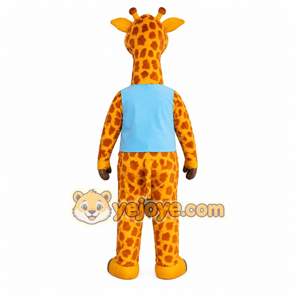 Giraffe Blue Shirt Mascot Costume Giraffe Blue Shirt Mascot Costume
