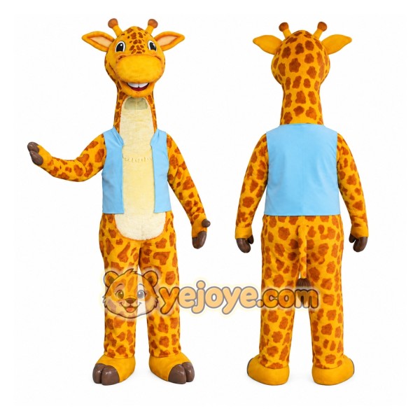 Giraffe Blue Shirt Mascot Costume