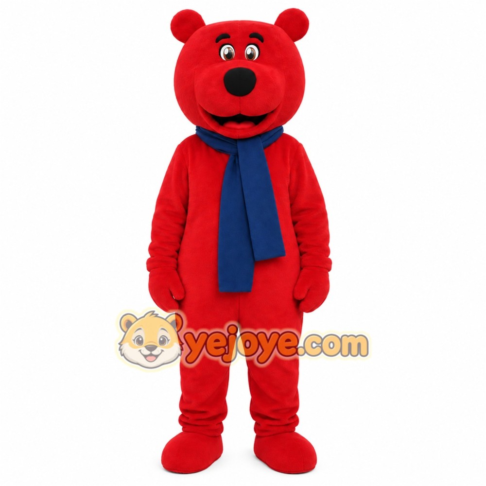 Red Bear Scarf Mascot Costume Red Bear Scarf Mascot Costume