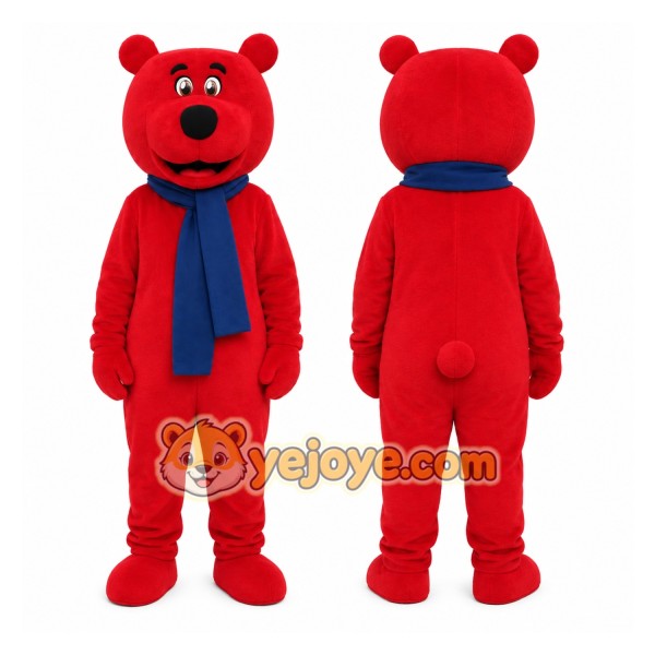 Red Bear Scarf Mascot Costume