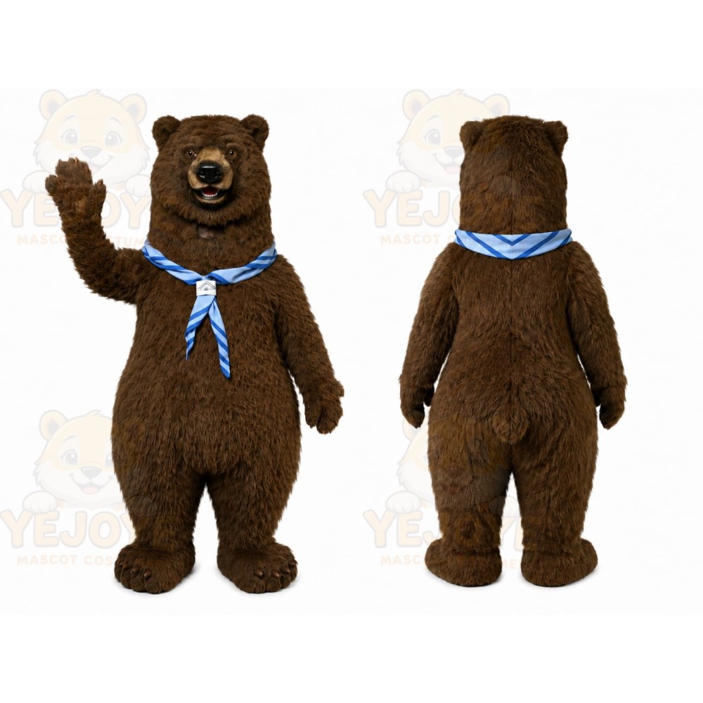 Brown Bear Scarf Mascot Costume