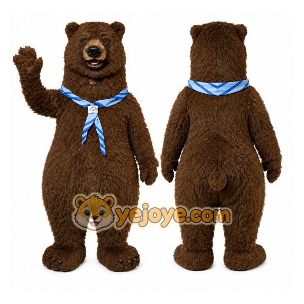 Brown Bear Scarf Mascot Costume