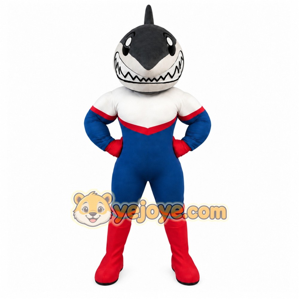 Gray Shark Hero Mascot Costume Gray Shark Hero Mascot Costume