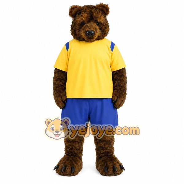 Brown Bear Yellow Shirt Mascot Costume