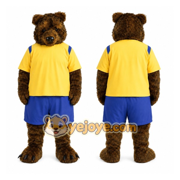Brown Bear Yellow Shirt Mascot Costume