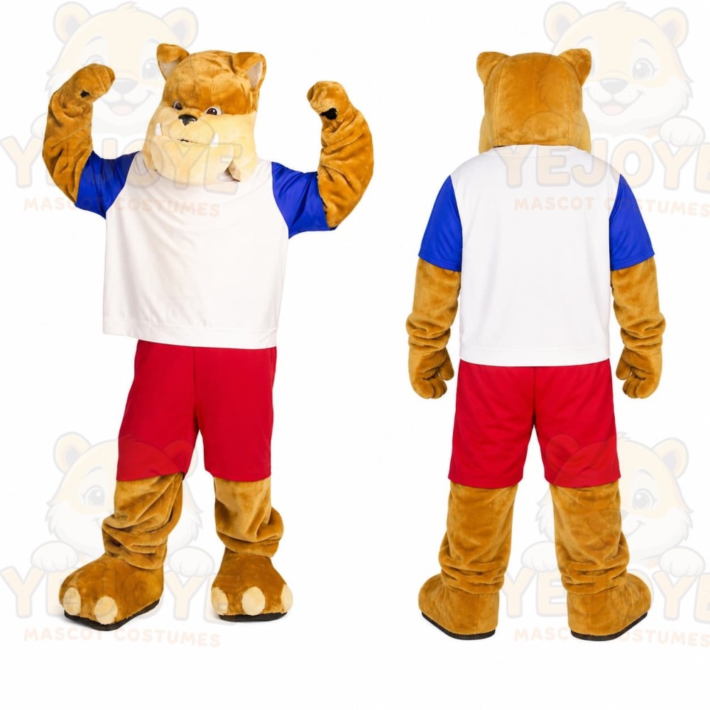 White Shirt Bulldog Mascot Costume