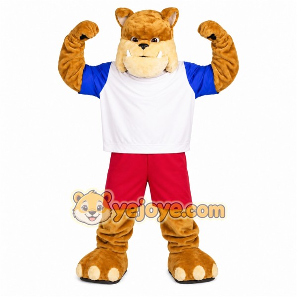 White Shirt Bulldog Mascot Costume