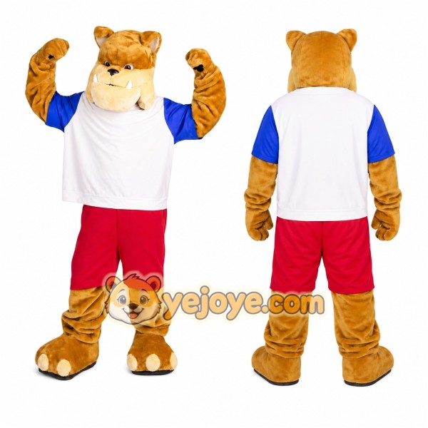 White Shirt Bulldog Mascot Costume