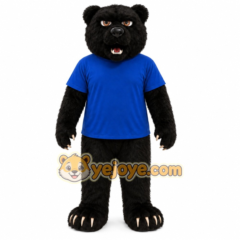 Black Bear Blue Shirt Mascot Costume Black Bear Blue Shirt Mascot Costume