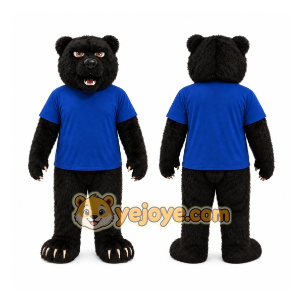 Black Bear Blue Shirt Mascot Costume