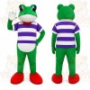 Green Frog Striped Mascot Costume