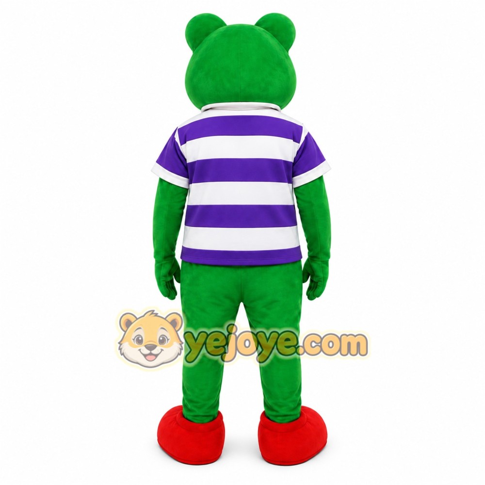 Green Frog Striped Mascot Costume