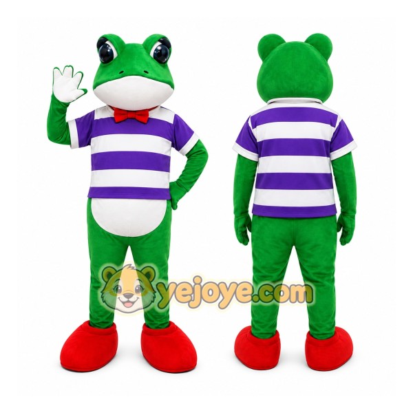 Green Frog Striped Mascot Costume