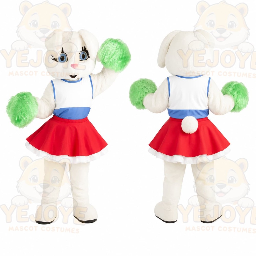 White Cheerleader Rabbit Mascot Costume
