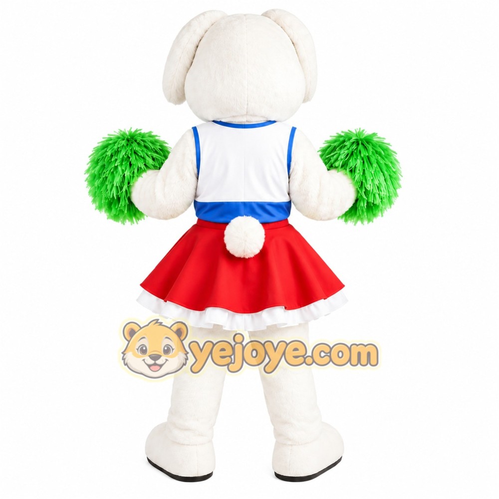 White Cheerleader Rabbit Mascot Costume