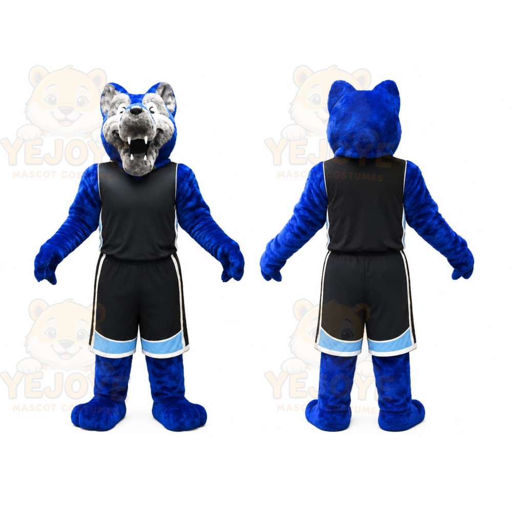 Blue Sports Wolf Mascot Costume