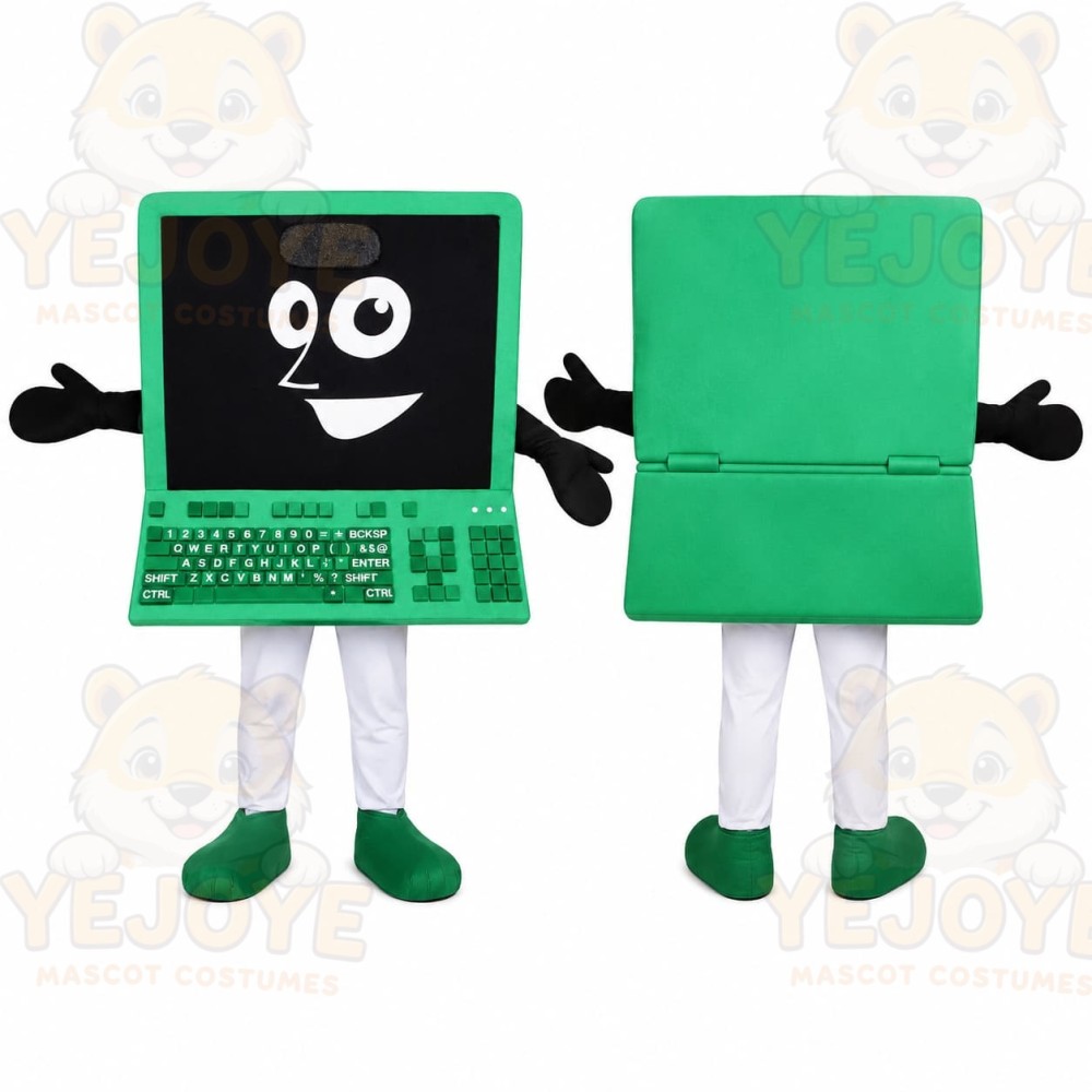 Green Laptop Mascot Costume