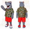 Gray Shark Floral Shirt Mascot Costume