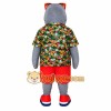 Gray Shark Floral Shirt Mascot Costume