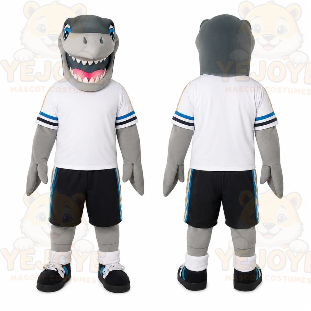 Gray Shark Soccer Mascot Costume