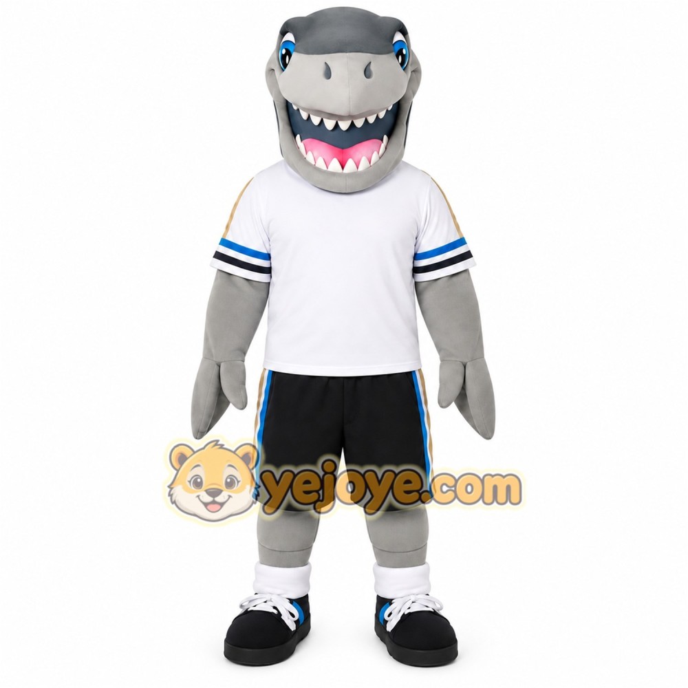 Gray Shark Soccer Mascot Costume
