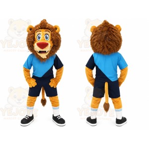 Blue Outfit Lion Mascot Costume