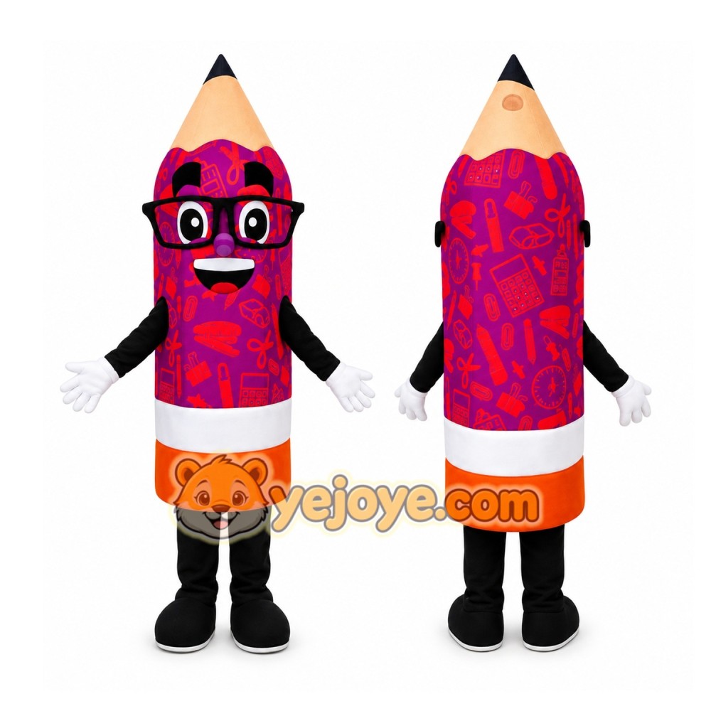 Pink Pencil Mascot Costume Pink Pencil Mascot Costume