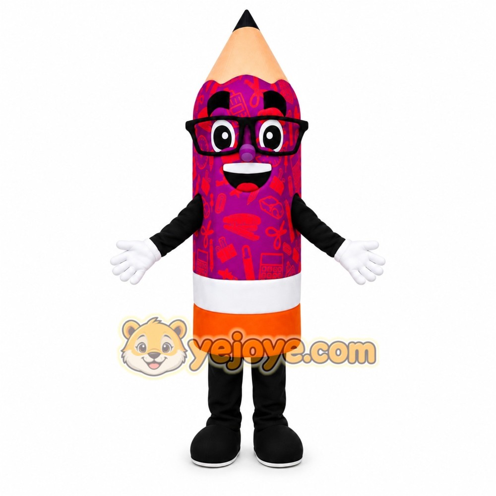 Pink Pencil Mascot Costume Pink Pencil Mascot Costume