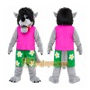 Gray Wolf Pink Shirt Mascot Costume Gray Wolf Pink Shirt Mascot Costume