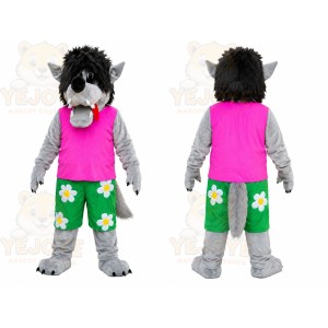 Gray Wolf Pink Shirt Mascot Costume