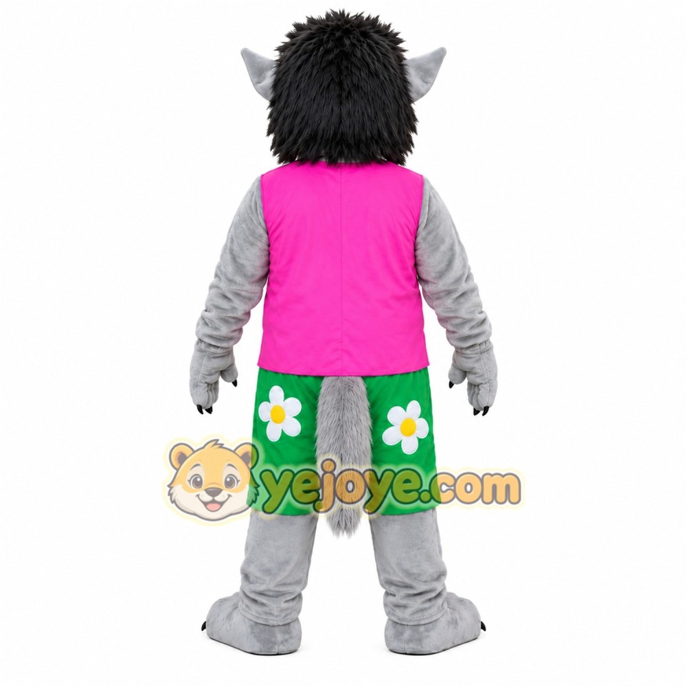 Gray Wolf Pink Shirt Mascot Costume Gray Wolf Pink Shirt Mascot Costume