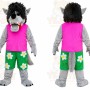 Gray Wolf Pink Shirt Mascot Costume