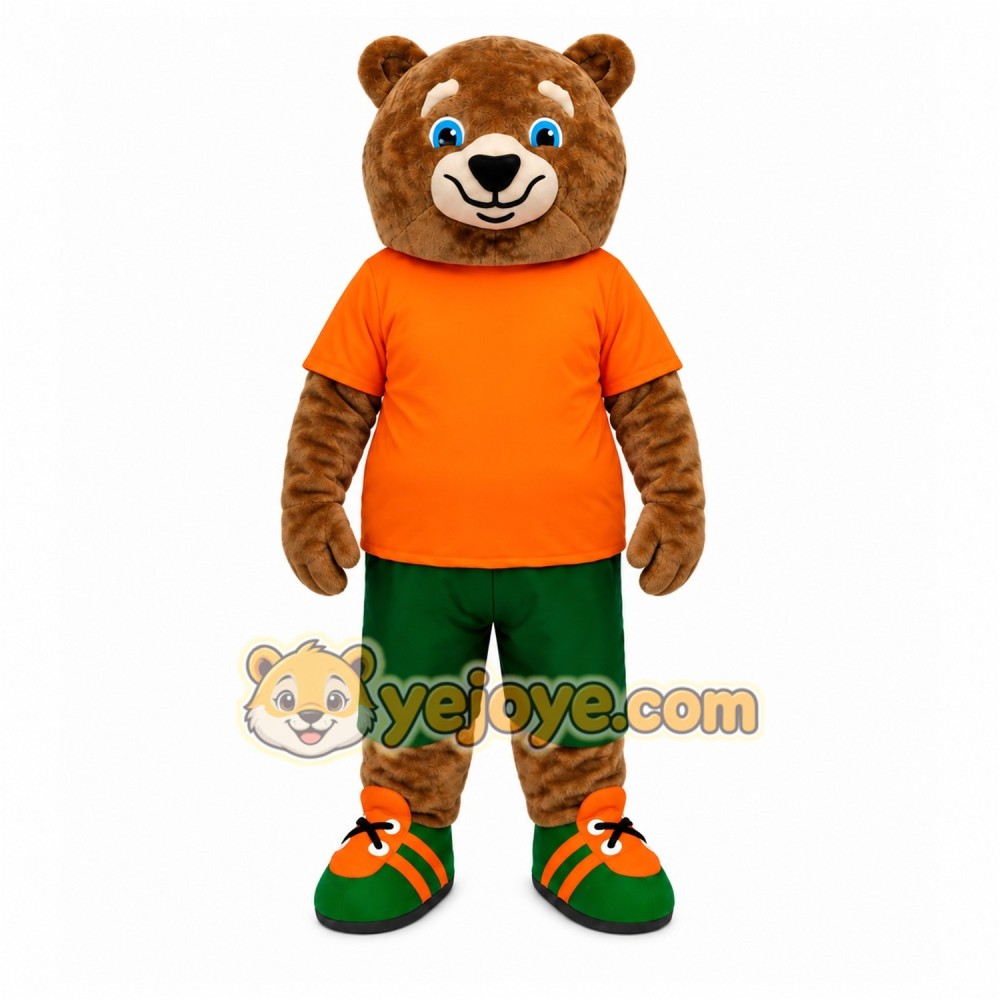 Bear Orange Shirt Mascot Costume Bear Orange Shirt Mascot Costume