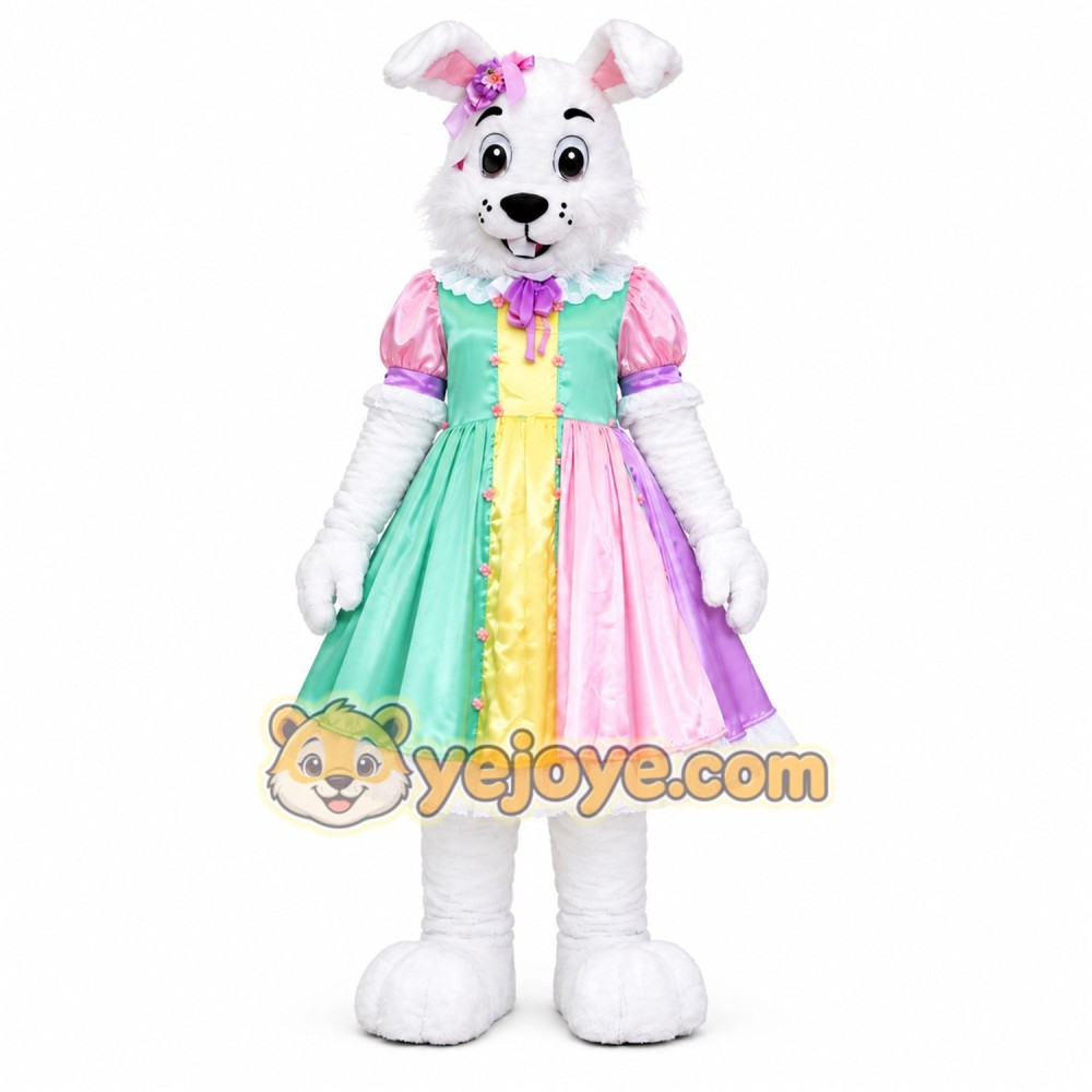 White Rabbit Dress Mascot Costume White Rabbit Dress Mascot Costume
