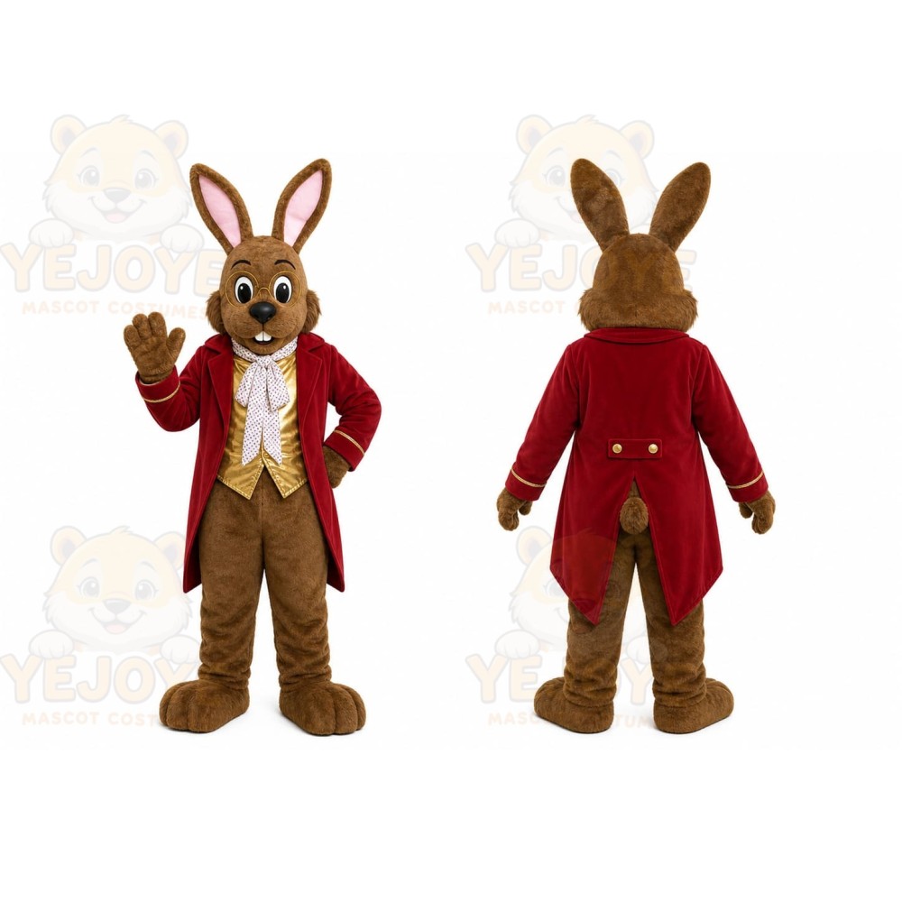 Brown Rabbit Coat Mascot Costume