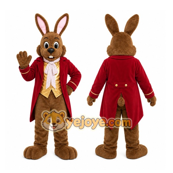 Brown Rabbit Coat Mascot Costume