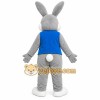 Gray Rabbit Blue Shirt Mascot Costume Gray Rabbit Blue Shirt Mascot Costume